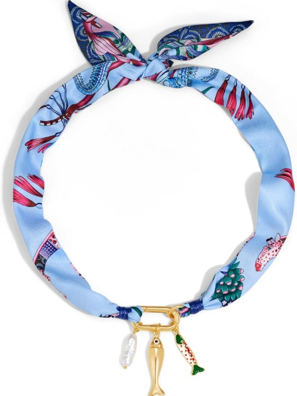 Charming Scarf Necklace with Heart Charms & Shells | Statement Choker Jewelry